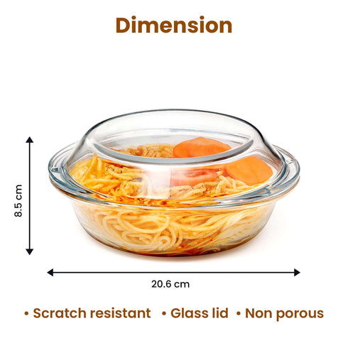 Elite Glass Casserole With Lid - 1000ml